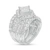 Thumbnail Image 3 of 2.62 CT. T.W. Quad Princess-Cut Diamond Frame Tilted Multi-Row Three Piece Bridal Set in 14K White Gold (I/I2)