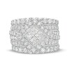 Thumbnail Image 4 of 2.62 CT. T.W. Quad Princess-Cut Diamond Frame Tilted Multi-Row Three Piece Bridal Set in 14K White Gold (I/I2)