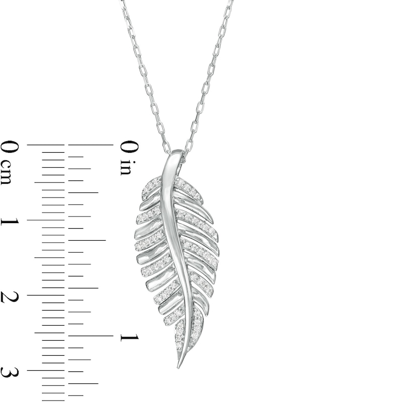 0.10 CT. T.W. Diamond Single Feather Pendant in Sterling Silver