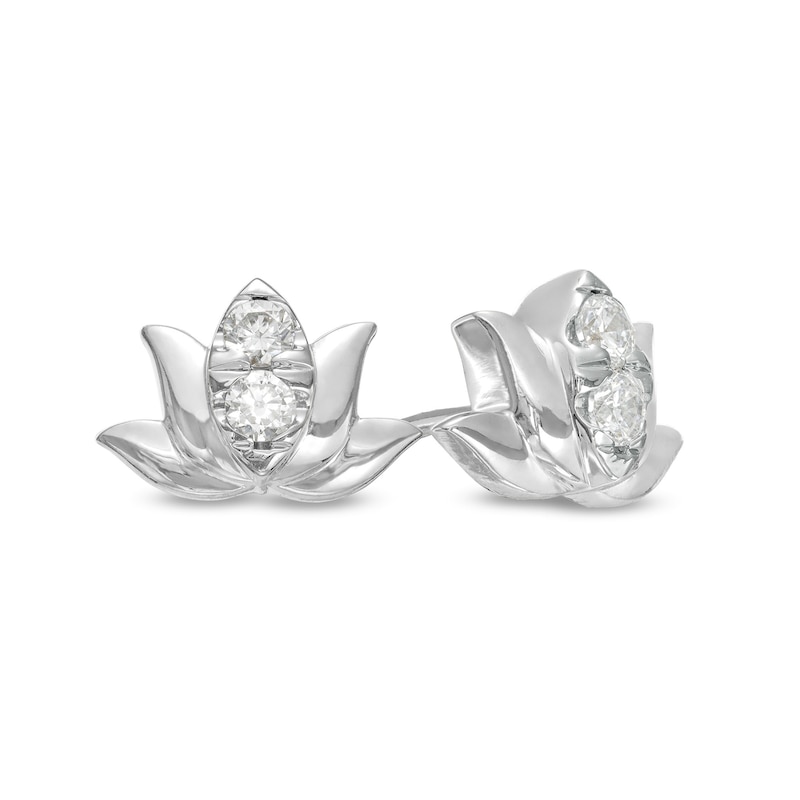 By Women for Women 0.20 CT. T.W. Diamond Lotus Flower Stud Earrings in 10K Gold|Peoples Jewellers