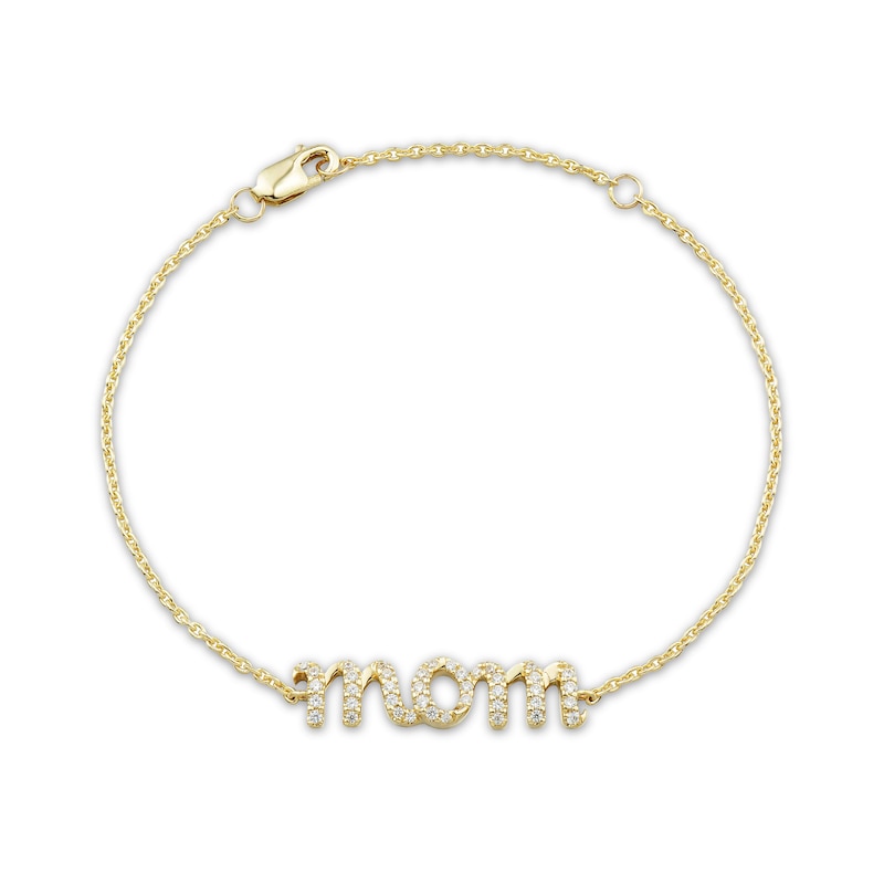 0.145 CT. T.W. Diamond Cursive "mom" Bracelet in 10K Gold
