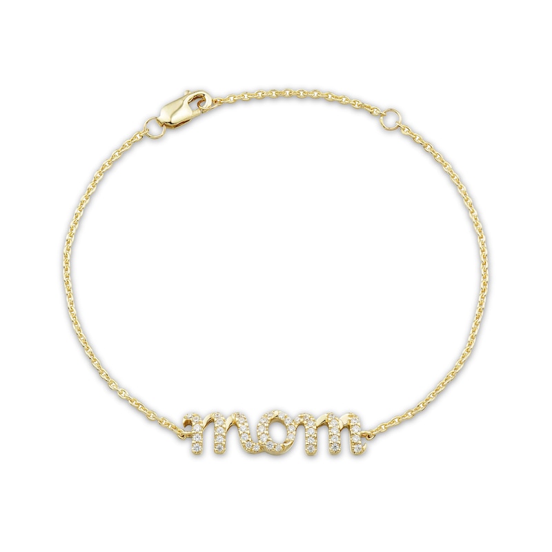 0.145 CT. T.W. Diamond Cursive "mom" Bracelet in 10K Gold|Peoples Jewellers