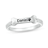 Thumbnail Image 1 of White Lab-Created Sapphire Sideways Engravable Dog Bone Ring in Sterling Silver (1 Line)