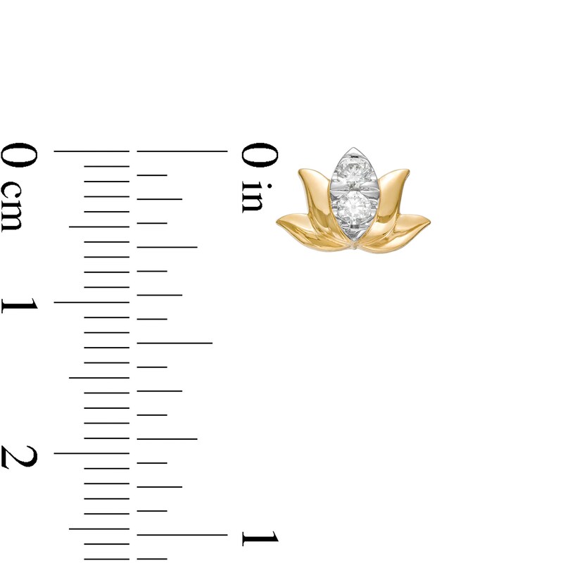 Main Image 2 of By Women for Women 0.20 CT. T.W. Diamond Lotus Flower Stud Earrings in 10K Gold