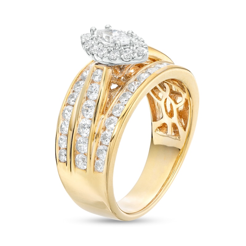 1.50 CT. T.W. Marquise Diamond Frame Multi-Row Engagement Ring in 14K Gold (I/I2)