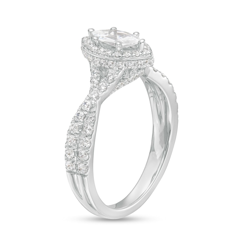 Main Image 3 of 1.00 CT. T.W. Certified Canadian Marquise Diamond Frame Twist Shank Engagement Ring in 14K White Gold (I/SI2)