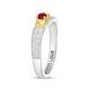 Thumbnail Image 3 of Lab-Created Ruby and White Sapphire Wavy Ring in Sterling Silver and 10K Gold (1 Stone and 2 Lines)