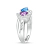 Thumbnail Image 4 of Couple's Simulated Gemstone and Lab-Created White Sapphire Heart Frame Ring in Sterling Silver (2 Stones and 3 Lines)