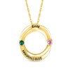 Thumbnail Image 1 of Couple's Simulated Gemstone Overlay Circles Pendant in Sterling Silver with 14K Gold Plate (2 Stones and Lines)