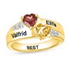 Thumbnail Image 1 of Simulated Gemstone and Lab-Created Sapphire Double Ring in Sterling Silver with 14K Gold Plate (2 Stones and 3 Lines)