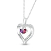 Thumbnail Image 2 of Pear-Shaped Simulated Gemstone and Lab-Created White Sapphire Heart Pendant in Sterling Silver (2 Stones and Lines)