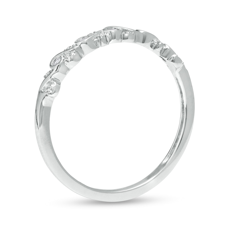 0.04 CT. T.W. Diamond Five Stone Leaf Vine Stackable Anniversary Band in 10K White Gold