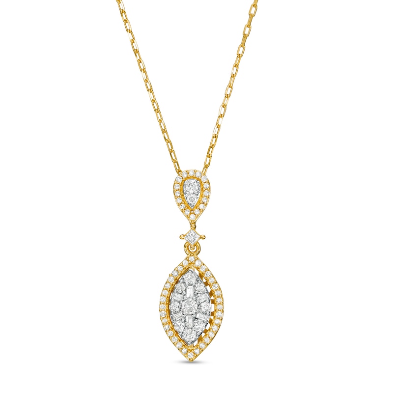 0.31 CT. T.W. Multi-Diamond Flame Drop Pendant in 10K Gold|Peoples Jewellers