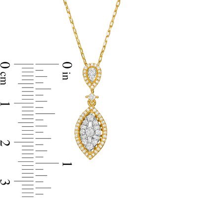 0.31 CT. T.W. Multi-Diamond Flame Drop Pendant in 10K Gold