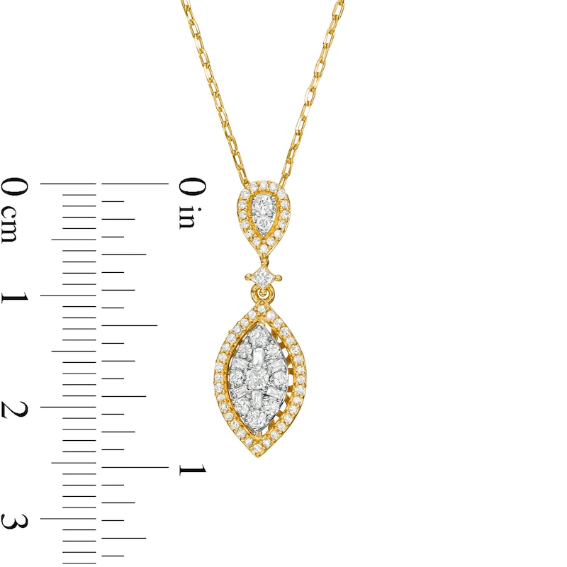 0.31 CT. T.W. Multi-Diamond Flame Drop Pendant in 10K Gold