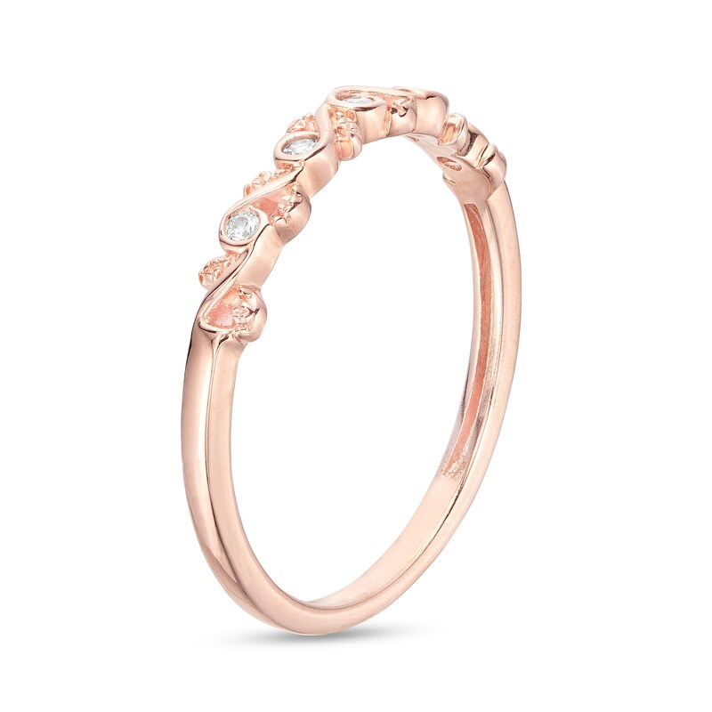 Main Image 3 of 0.04 CT. T.W. Diamond Leaf Vine Vintage-Style Anniversary Band in 10K Rose Gold