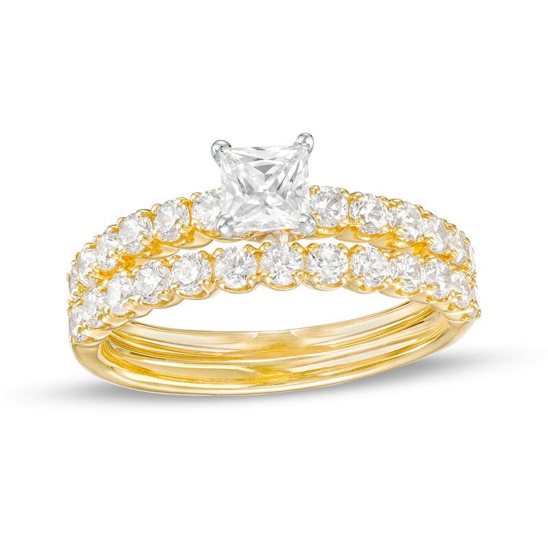 1.50 CT. T.W. Princess-Cut Diamond Bridal Set in 14K Gold (I/I2)