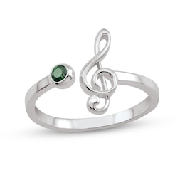 Gemstone Treble Clef Open Shank Ring (1 Stone)