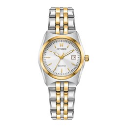 Ladies' Citizen Eco-Drive® Corso Two-Tone Watch with Silver-Tone Dial (Model: EW2299-50A)