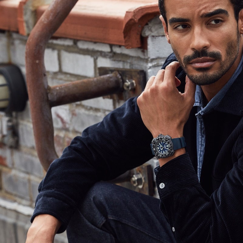 Main Image 4 of Men's Citizen Eco-Drive® Promaster Diver Gunmetal Grey Super Titanium™ Strap Watch with Blue Dial (Model: BN0227-09L)