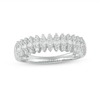 0.45 CT. T.W. Diamond Triple Row Anniversary Band in 10K White Gold