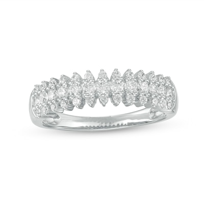 0.45 CT. T.W. Diamond Triple Row Anniversary Band in 10K White Gold