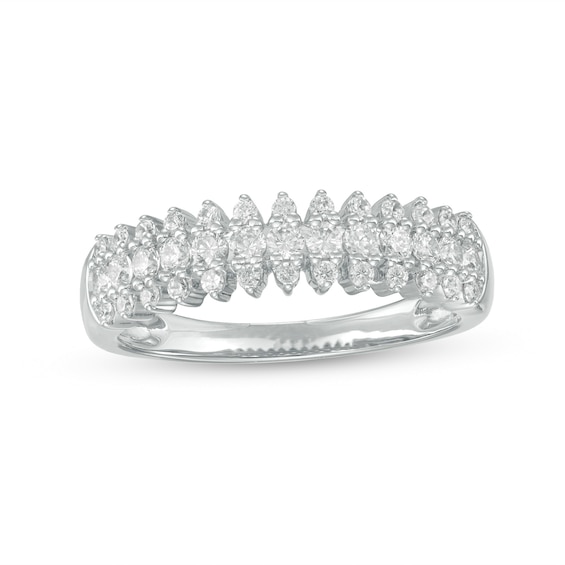0.45 CT. T.W. Diamond Triple Row Anniversary Band in 10K White Gold