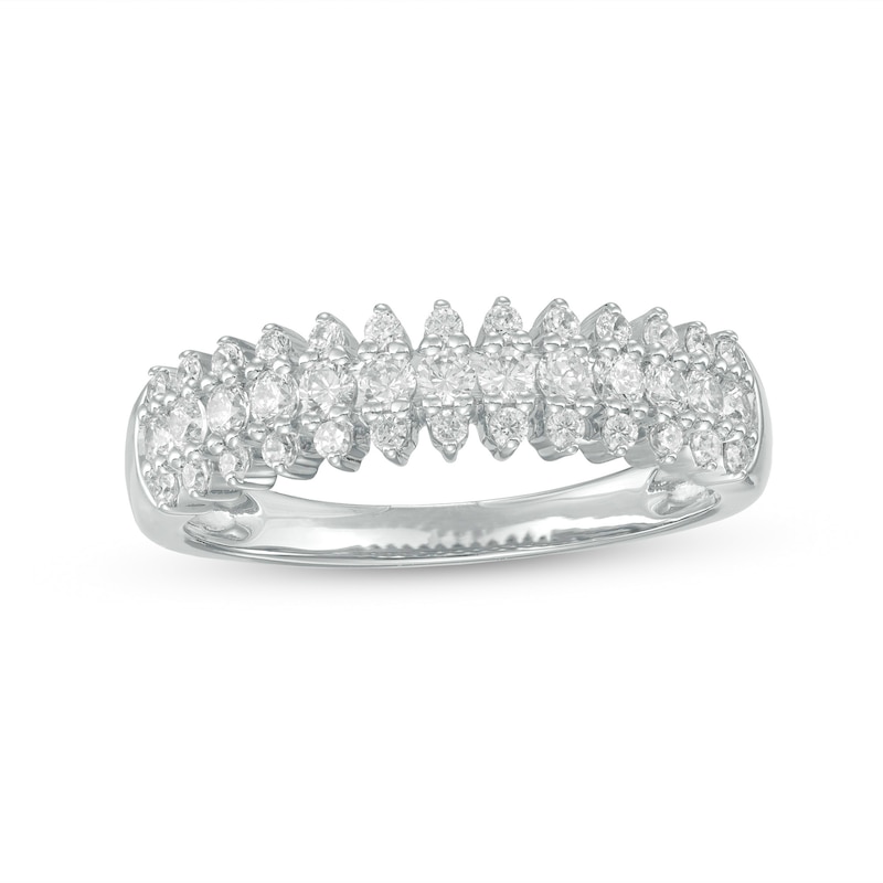 0.45 CT. T.W. Diamond Triple Row Anniversary Band in 10K White Gold