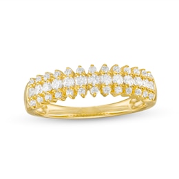 0.45 CT. T.W. Diamond Triple Row Anniversary Band in 10K Gold