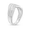Thumbnail Image 2 of 0.45 CT. T.W. Baguette and Round Diamond Contour Triple Row Anniversary Band in 10K White Gold