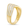 Thumbnail Image 2 of 0.45 CT. T.W. Baguette and Round Diamond Contour Triple Row Anniversary Band in 10K Gold