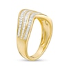 Thumbnail Image 2 of 0.45 CT. T.W. Baguette and Round Diamond Contour Triple Row Anniversary Band in 10K Gold