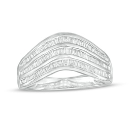 0.45 CT. T.W. Baguette Diamond Contour Triple Row Anniversary Band in 10K White Gold