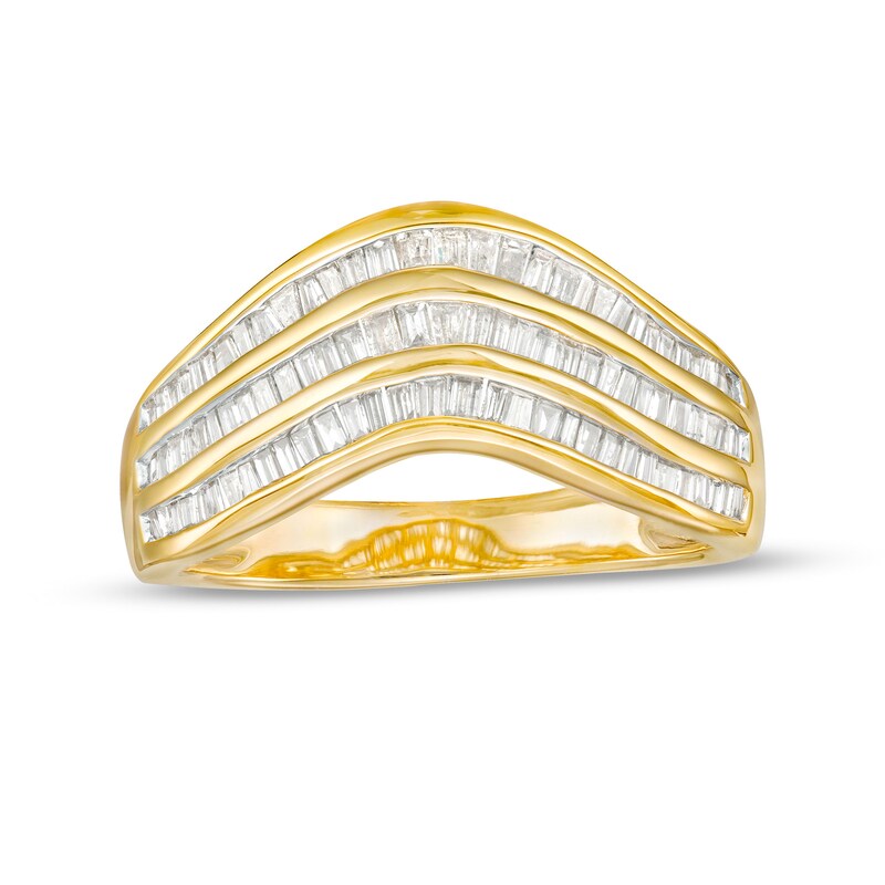 0.45 CT. T.W. Baguette Diamond Contour Triple Row Anniversary Band in 10K Gold