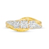 Thumbnail Image 3 of 0.25 CT. T.W. Diamond Past Present Future® Bypass Swirl Shank Engagement Ring in 10K Gold