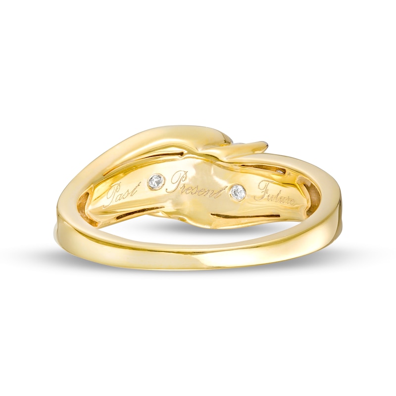 Main Image 5 of 0.25 CT. T.W. Diamond Past Present Future® Bypass Swirl Shank Engagement Ring in 10K Gold