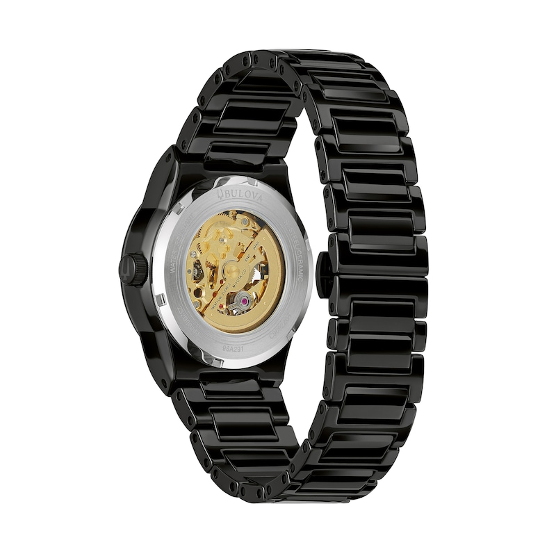 Main Image 3 of Men's Bulova Millenia Black Ceramic Watch with Black Skeleton Dial (Model: 98A291)