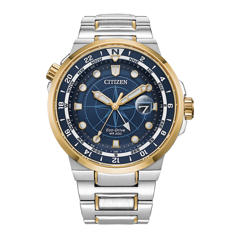Men's Citizen Eco-Drive® Endeavor Two-Tone Watch with Blue Dial (Model: BJ7144-52L)|Peoples Jewellers