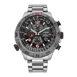 Men's Citizen Eco-Drive® Promaster Navihawk Two-Tone Chronograph Watch with Black Dial (Model: AT8228-53E)