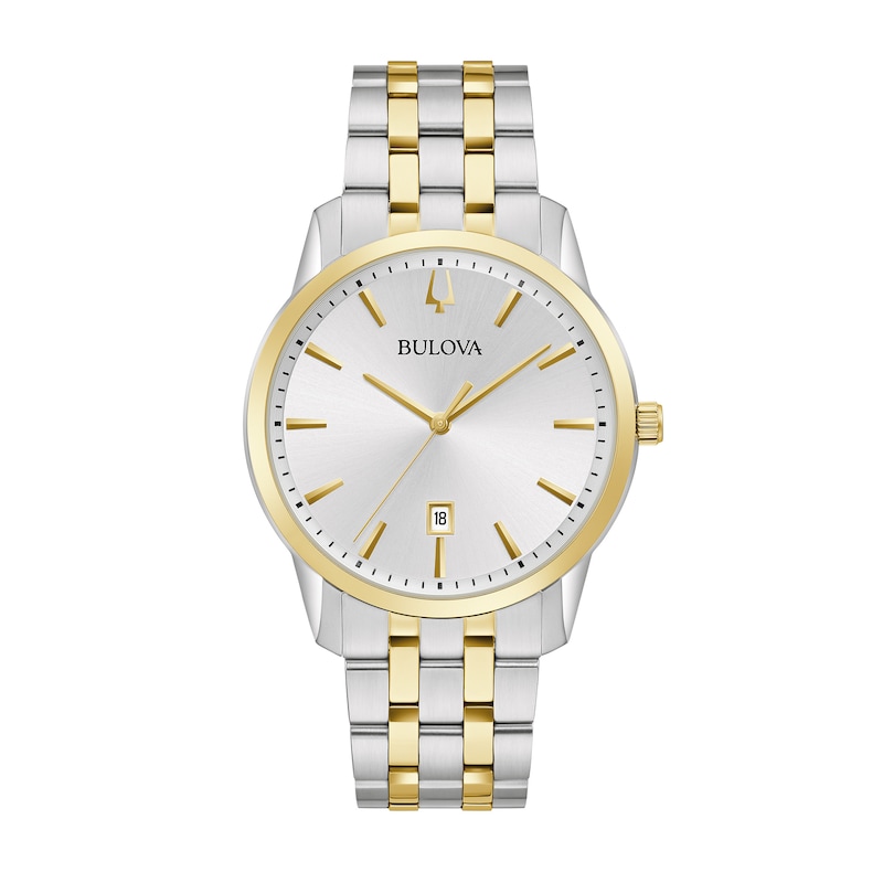 Men's Bulova Sutton Two-Tone Watch with Silver-Tone Dial (Model: 98B385)
