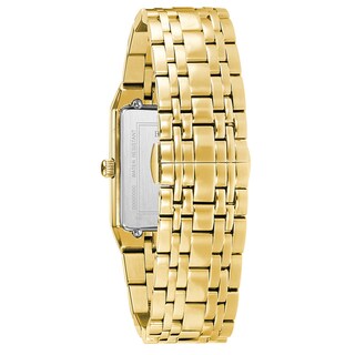 Men's Bulova Futuro Diamond Accent Gold-Tone Watch with Rectangular Gold-Tone Dial (Model: 97D120)
