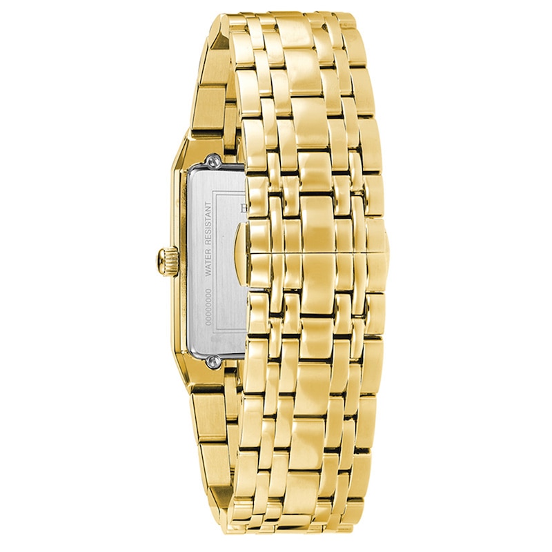 Men's Bulova Futuro Diamond Accent Gold-Tone Watch with Rectangular Gold-Tone Dial (Model: 97D120)