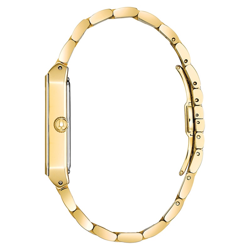 Men's Bulova Futuro Diamond Accent Gold-Tone Watch with Rectangular Gold-Tone Dial (Model: 97D120)