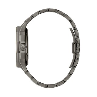 Men's Bulova Octava Crystal Accent Gunmetal Grey IP Automatic Watch with Gunmetal Grey Skeleton Dial (Model: 98A293)