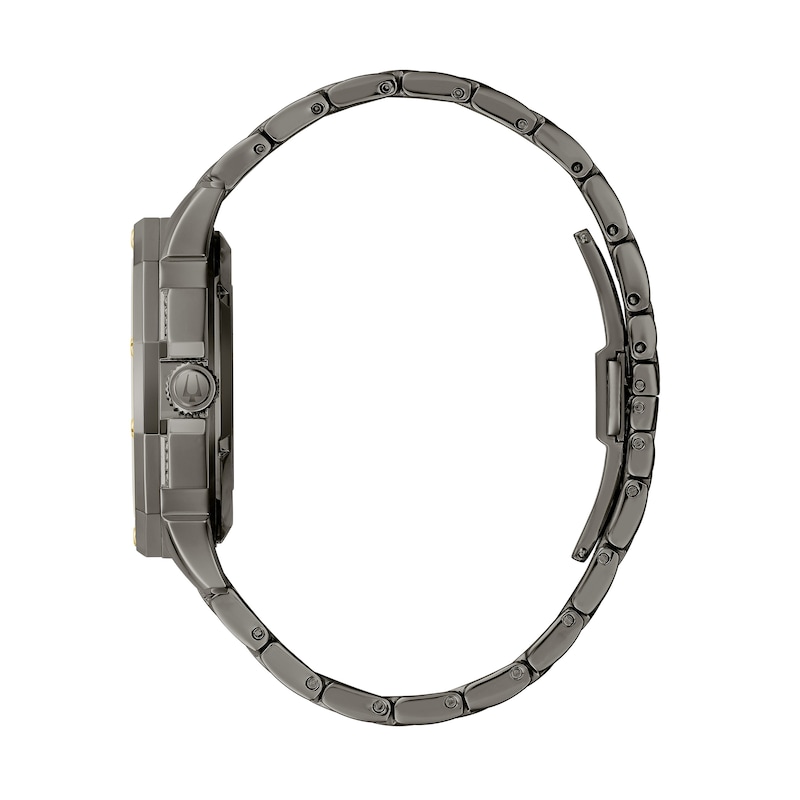 Main Image 2 of Men's Bulova Octava Crystal Accent Gunmetal Grey IP Automatic Watch with Gunmetal Grey Skeleton Dial (Model: 98A293)