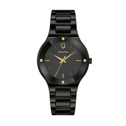 Ladies' Bulova Millenia Diamond Accent Black Ceramic Watch with Black Dial (Model: 98R293)