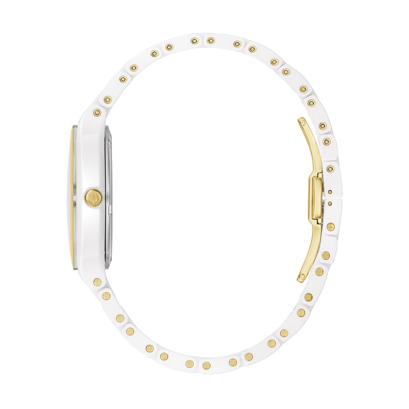 Main Image 2 of Ladies' Bulova Millenia Diamond Accent Gold-Tone and White Ceramic Watch with Mother-of-Pearl Dial (Model: 98R292)