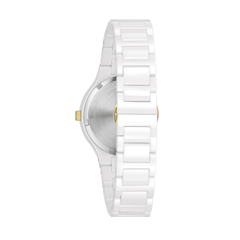 Main Image 3 of Ladies' Bulova Millenia Diamond Accent Gold-Tone and White Ceramic Watch with Mother-of-Pearl Dial (Model: 98R292)