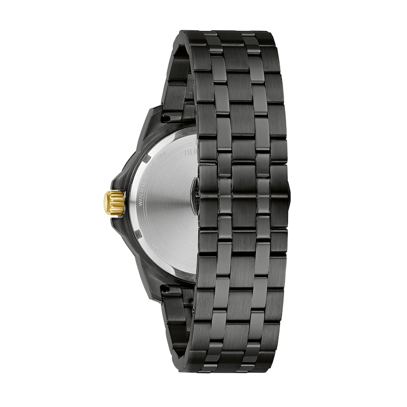 Men's Bulova Marine Star Diamond Accent Two-Tone IP Watch with Black Dial (Model: 98D176)