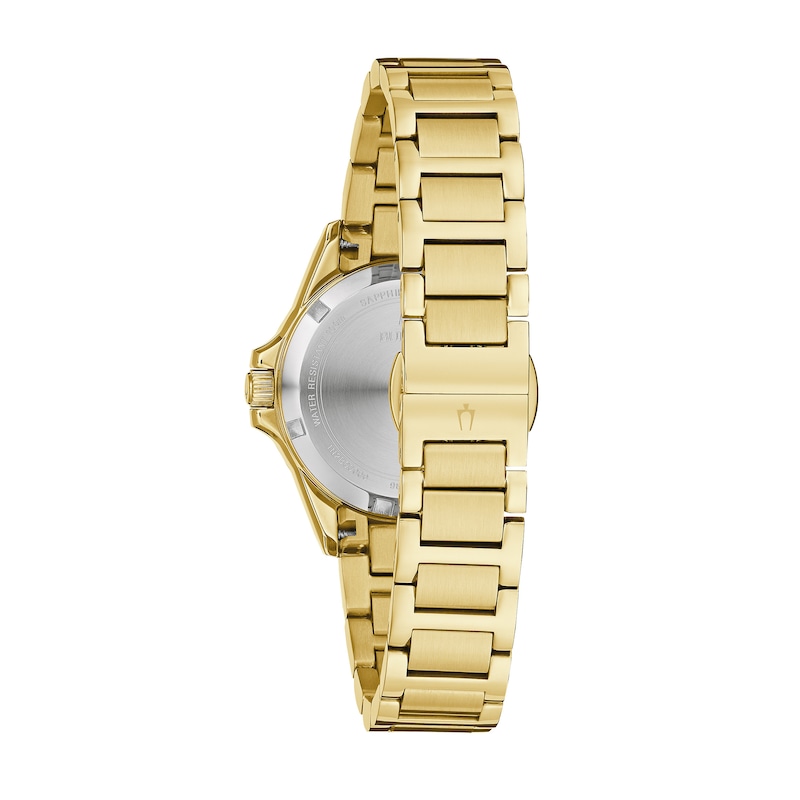 Ladies' Bulova Marine Star 0.10 CT. T.W. Diamond Gold-Tone Watch with Mother-of-Pearl Dial (Model: 98R294)